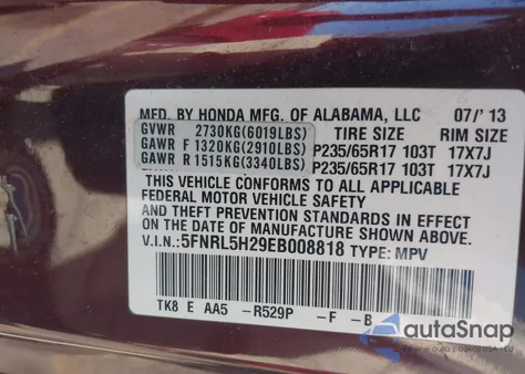 2014 Honda Odyssey Lx z USA, uszkodzony, nr VIN 5FNRL5H29EB008818